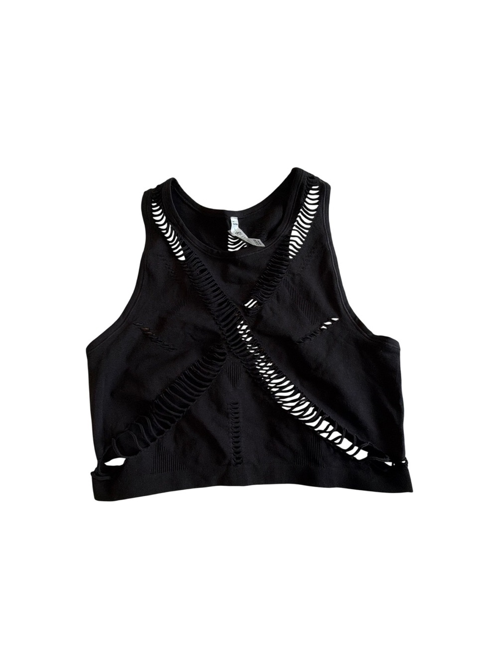 ALO Yoga Black Slashed Cutout Crop Tank